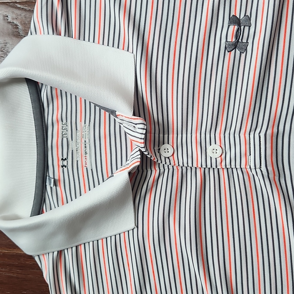Under Armour Striped Polo Shirt - White, Blue, Red